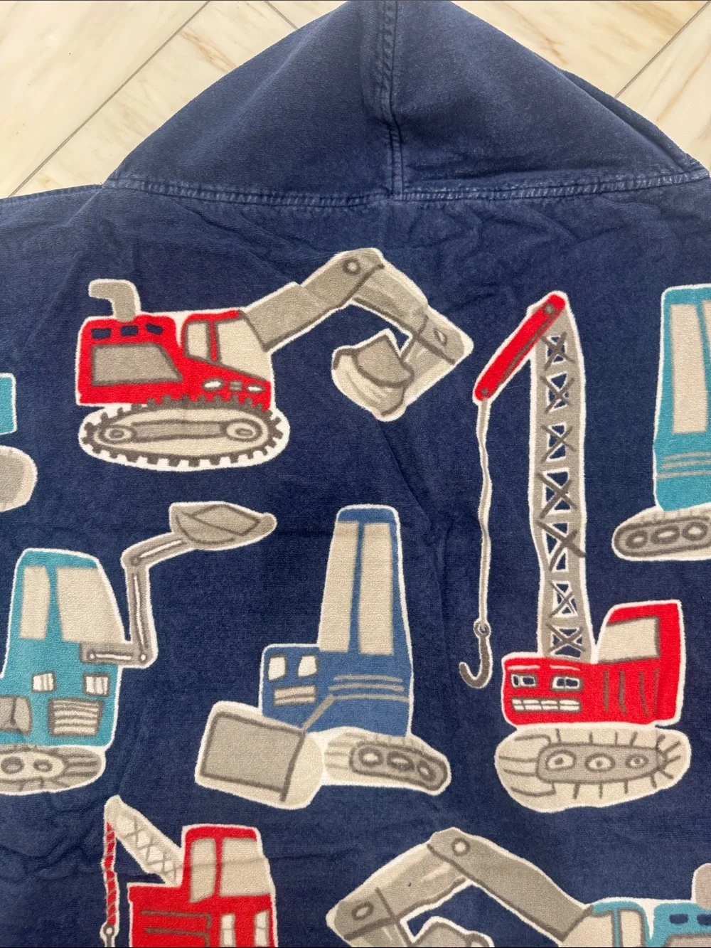 Pottery Barn Kids Blue Construction Vehicle Hooded towel - personalized Henry